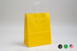 8 x 4.5 x 10.25 BUTTERCUP YELLOW COLOR TINTED PAPER SHOPPING BAGS