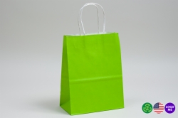 10 x 5 x 13 CITRUS GREEN COLOR TINTED PAPER SHOPPING BAGS