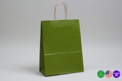 10 x 5 x 13 MATTE GREEN TEA COLOR TINTED KRAFT PAPER SHOPPING BAGS