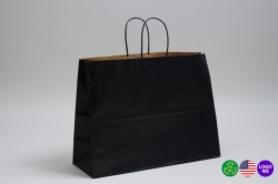 16 x 6 x 12 MATTE BLACK COLOR TINTED KRAFT PAPER SHOPPING BAGS