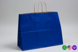 16 x 6 x 12 MATTE PARADE BLUE COLOR TINTED KRAFT PAPER SHOPPING BAGS