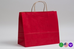 16 x 6 x 12 MATTE SCARLET RED COLOR TINTED KRAFT PAPER SHOPPING BAGS