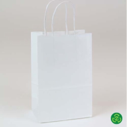 5.75 x 3.25 x 8.37 ECONOMY WHITE KRAFT PAPER SHOPPING BAGS