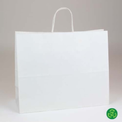 16 x 6 x 12.5 ECONOMY WHITE KRAFT PAPER SHOPPING BAGS