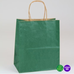 8 x 4.75 x 10.5 FOREST GREEN MATTE SHADOWSTRIPE PAPER BAGS