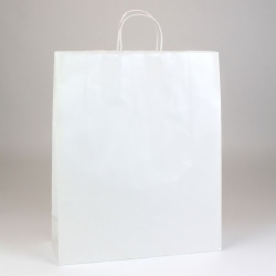 16 x 6 x 19.25 WHITE ULTRA GLOSS PAPER SHOPPING BAGS