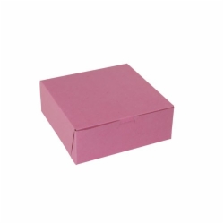 8 x 8 x 3 STRAWBERRY PINK ONE-PIECE BAKERY BOXES