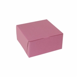 8 x 8 x 4 STRAWBERRY PINK ONE-PIECE BAKERY BOXES