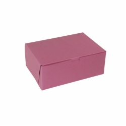 10 x 7 x 4 STRAWBERRY PINK ONE-PIECE BAKERY BOXES