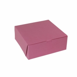10 x 10 x 4 STRAWBERRY PINK ONE-PIECE BAKERY BOXES
