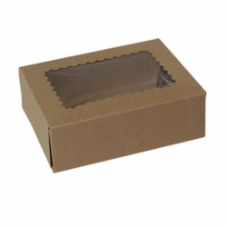 8 x 5.75 x 2.5 NATURAL KRAFT WINDOWED BAKERY BOXES