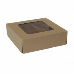 8 x 8 x 2.5 NATURAL KRAFT WINDOWED BAKERY BOXES