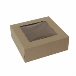 9 x 9 x 3 NATURAL KRAFT WINDOWED BAKERY BOXES