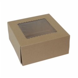 9 x 9 x 4 NATURAL KRAFT WINDOWED BAKERY BOXES