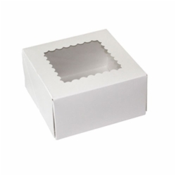 6 x 6 x 3 WHITE WINDOWED BAKERY BOXES
