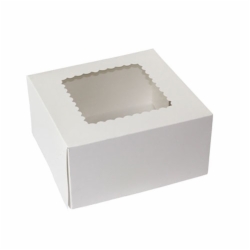 8 x 8 x 4 WHITE WINDOWED BAKERY BOXES