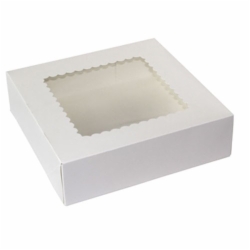 9 x 9 x 2.5 WHITE WINDOWED BAKERY BOXES