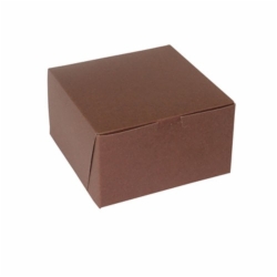 7 x 7 x 4 CHOCOLATE ONE-PIECE BAKERY/CUPCAKE BOXES
