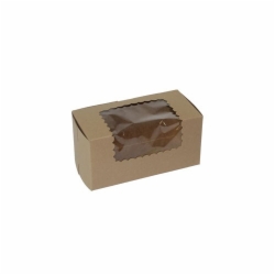 8 x 4 x 4 NATURAL KRAFT WINDOWED CUPCAKE BOXES