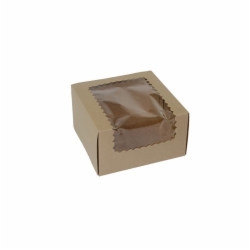 7 x 7 x 4 NATURAL KRAFT WINDOWED CUPCAKE BOXES