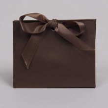 4.5 x 2 x 3.75 MATTE CHOCOLATE RIBBON TIED PURSE BOXES