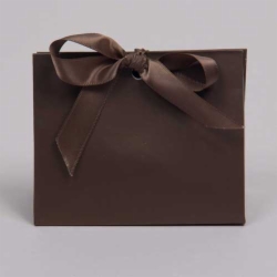 4.5 x 2 x 3.75 MATTE CHOCOLATE RIBBON TIED PURSE BOXES