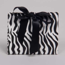 4.5 x 2 x 3.75 ZEBRA PRINT RIBBON TIED PURSE BOXES