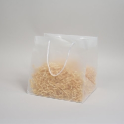 11 x 9 x 11 CLEAR FROSTED ROPE HANDLED EUROTOTE PLASTIC BAGS
